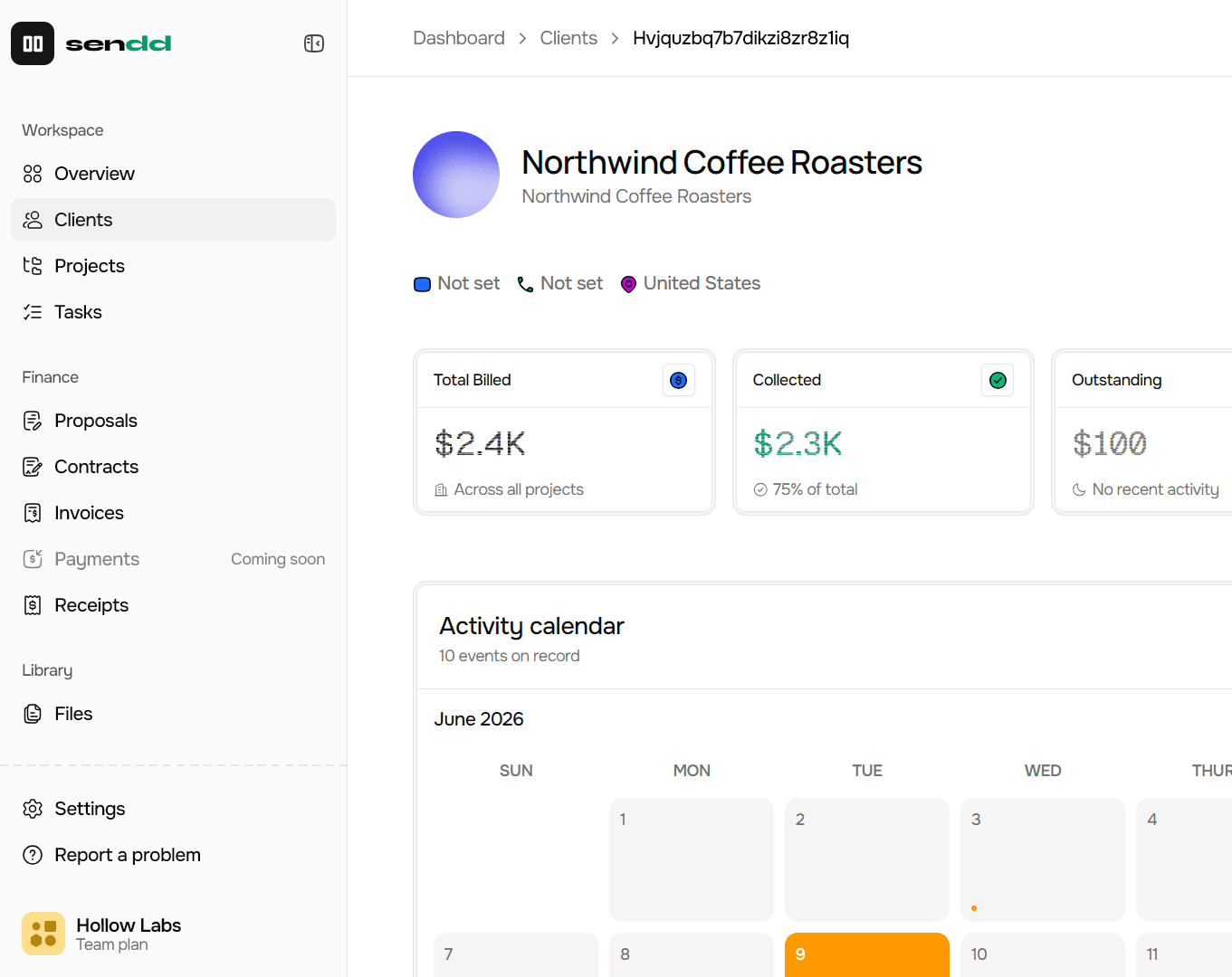Sendd mobile dashboard